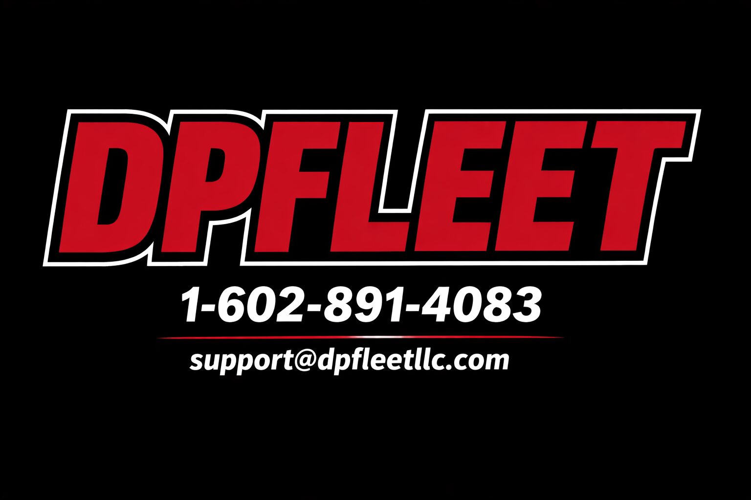 DPFLEET logo with phone number and email